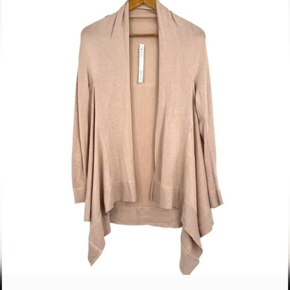 Lululemon Cashmere Blend Waterfall Wrap Cardigan Beige XL/XXL Oversized Open